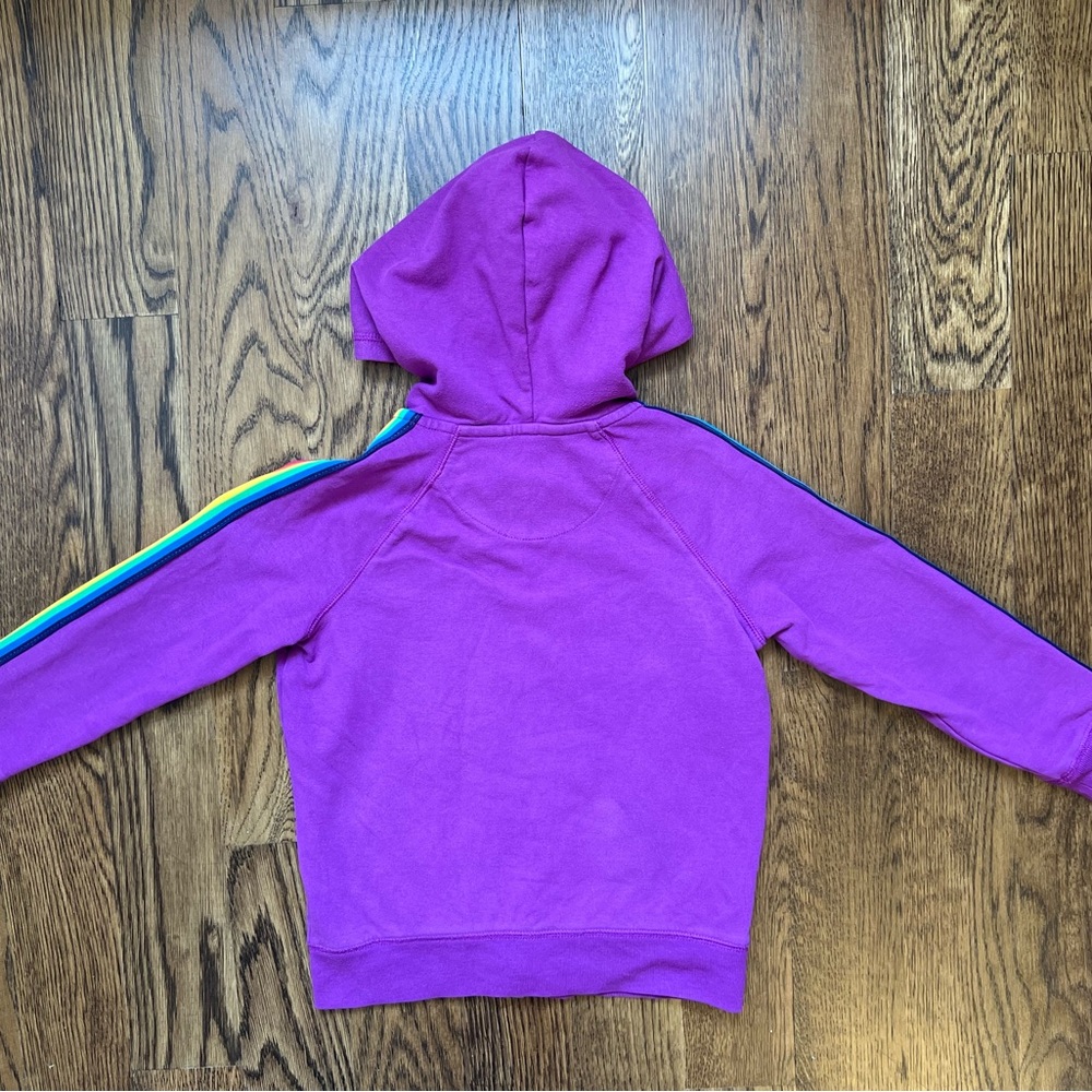 Primary Purple Hoodie with Rainbow Sleeve Stripes - Picture 3 of 3